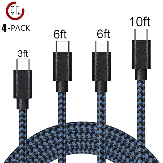 USB Typ C Kabel, decvo [4 Pack 3 Ft 6 ft 6 ft 10 ft] Nylon Geflochten Lang USB Typ A zu C Daten & Ladekabel für Galaxy S8, S8