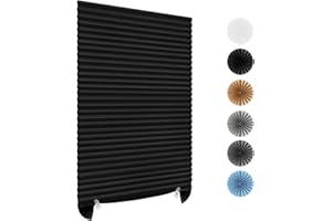 MALOKI Window Shades No Drill Temporary Blinds Cordless No Tools Adhesive Pleated Blackout Blinds Room Darkening Paper Shades for Office,Living Room,Bedroom