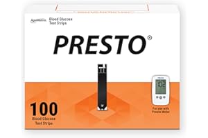 AgaMatrix Presto Test Strips, 100 Count (Pack of 1) | Use with AgaMatrix Presto Blood Glucose Monitor Only | Not for use with Other Meters | 1 Box, 100 Diabetes Test Strips