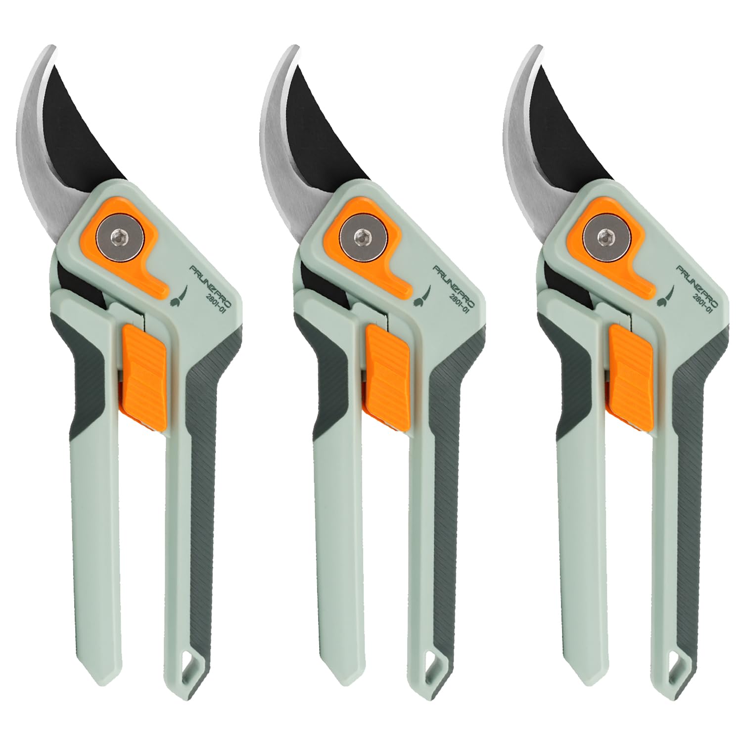 PrunePro 8" Professional Pruning Shears for Gardening Bypass Hand Pruner Stainless Steel Sharp Garden Scissors Plant Flower Rose Garden Clipper - 3 Pack Image
