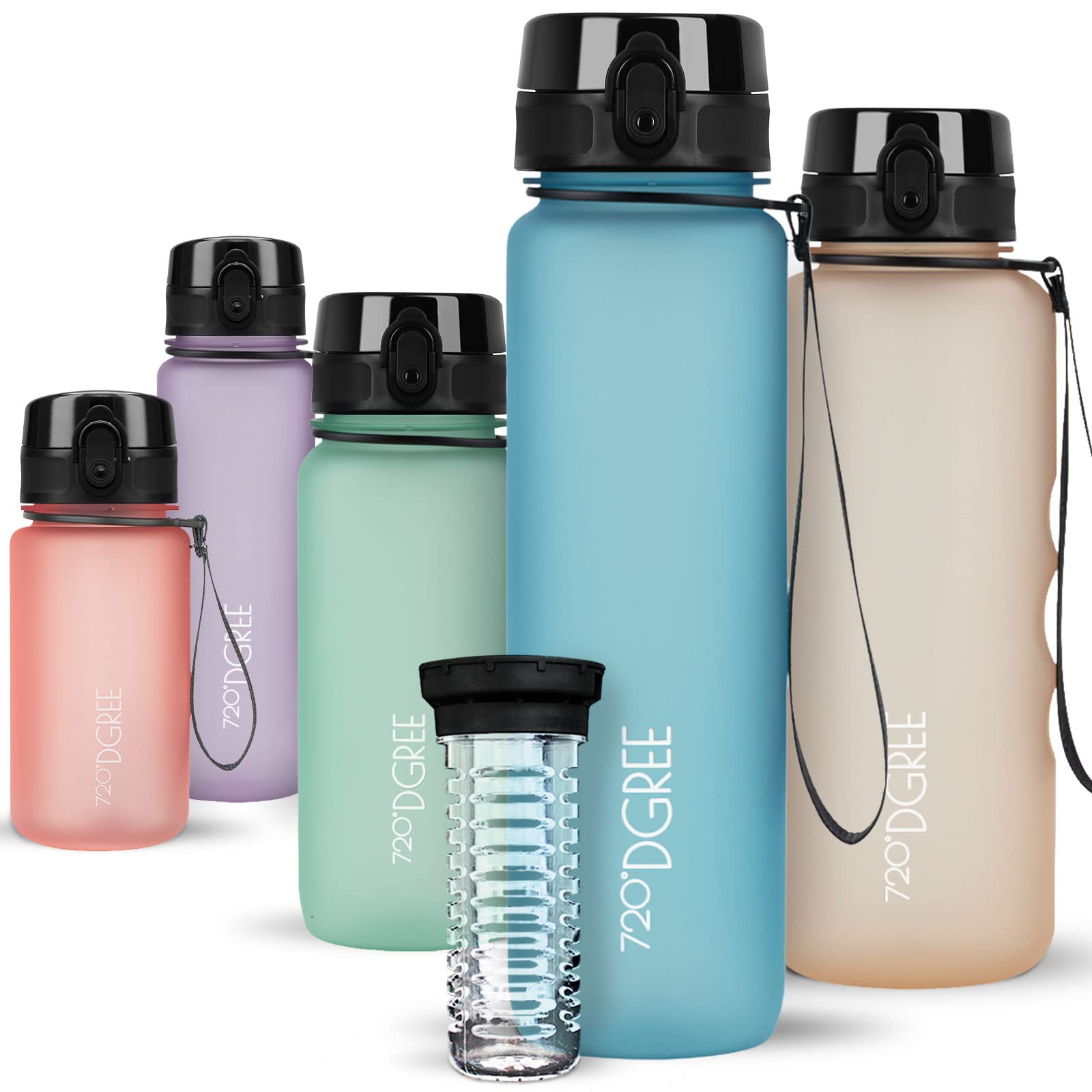720°DGREE Water Bottle “uberBottle“ - 1 L softTouch +Fruit-Infuser - BPA-Free Tritan, Leakproof, Reusable Drinking Bottle - Sports Bottle for Gym, Running, Fitness, Cycling, Travel, School & Office