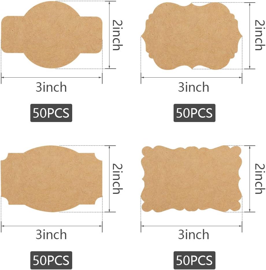 SallyFashion 200 PCS Kraft Paper Gift Tags Blank Label Stickers for Holiday Glass Bottle Present Supplies 3x2inches : Office Products