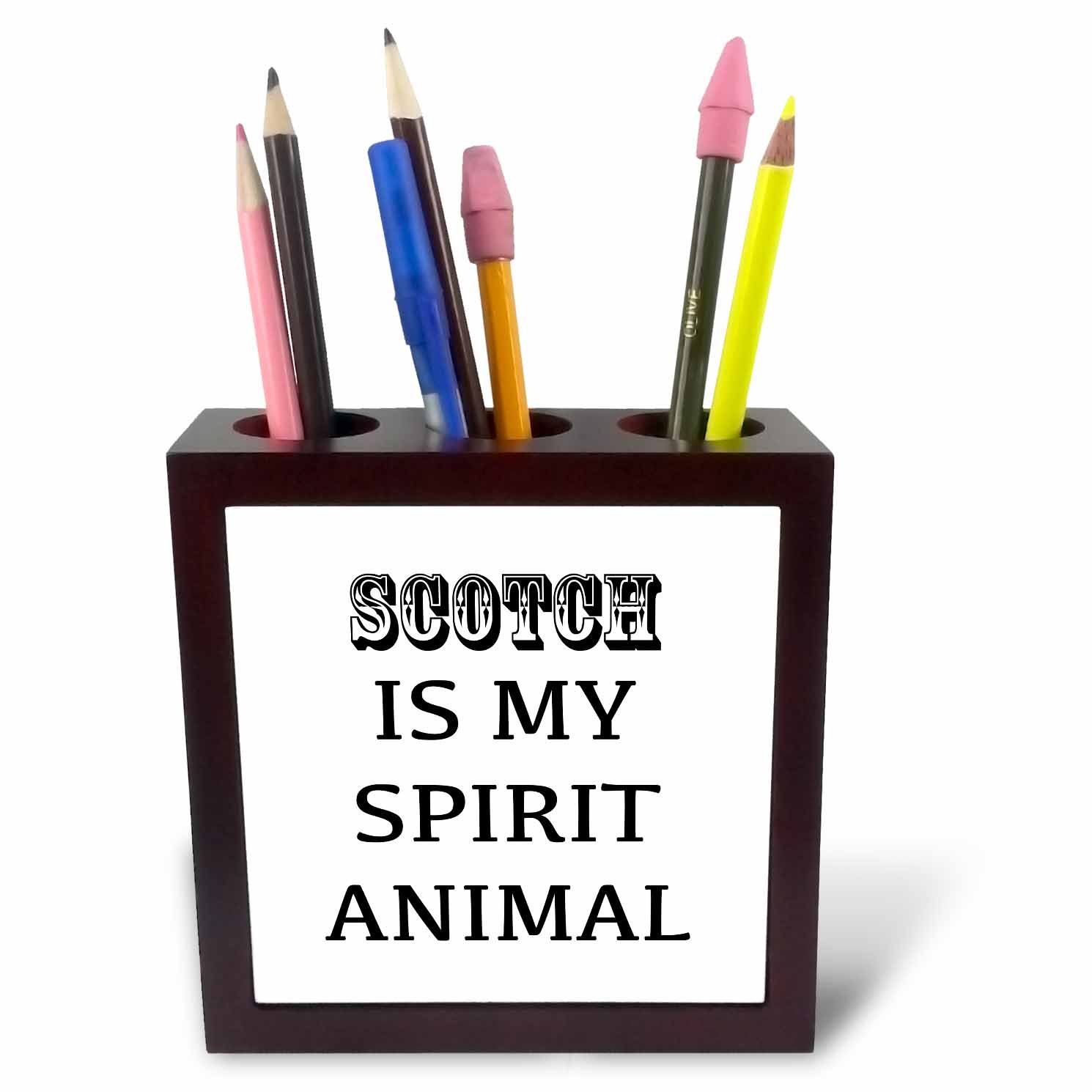 3dRose Scotch is My Spirit Animal-Tile Pen Holder, 5-Inch (Ph_221136_1), Ceramic Wood, 5 Inches