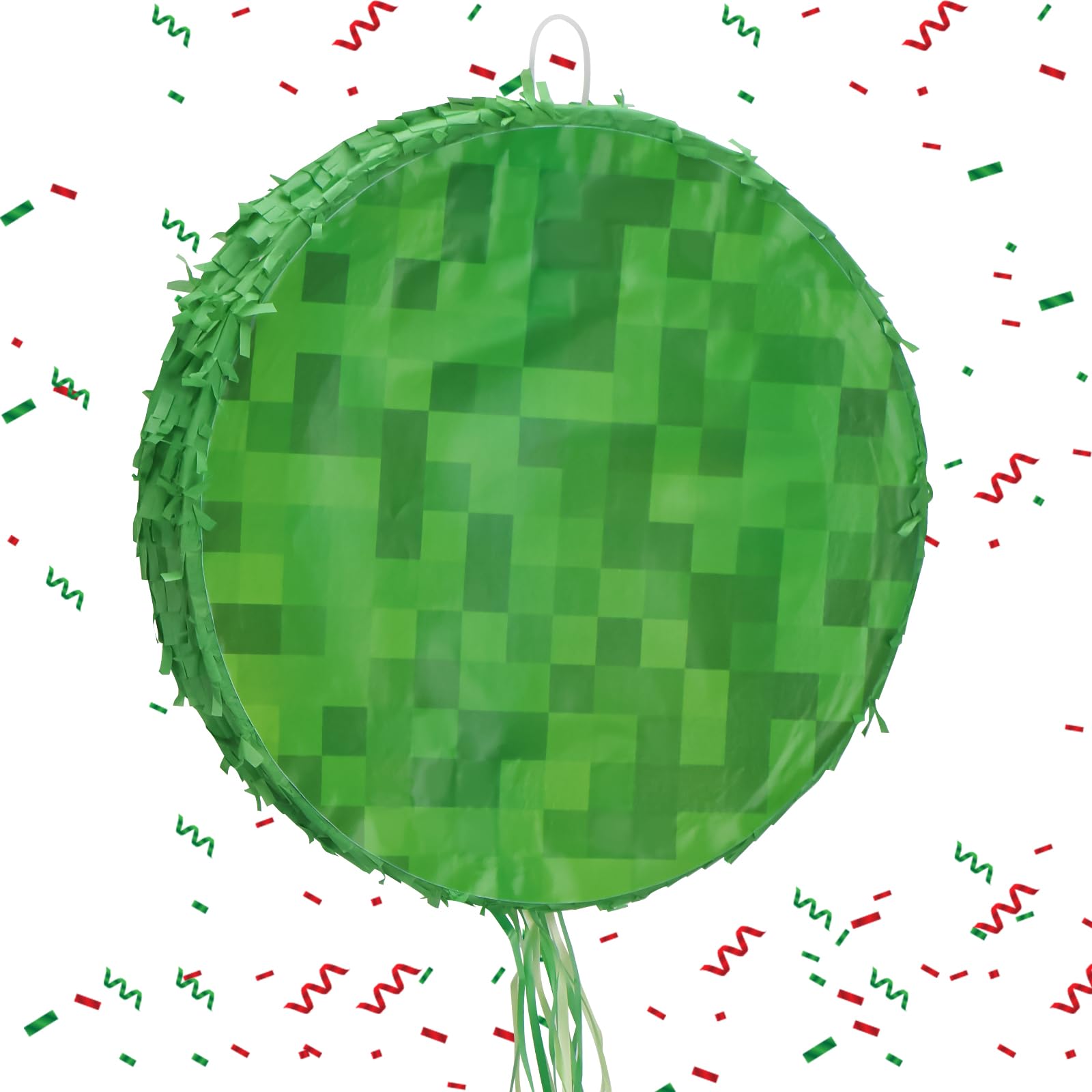 Photo 1 of FUSTARKY 13.4 Inch Mini Round Pixel Pinata, Pixel Pinata for Pixel Birthday Decorations