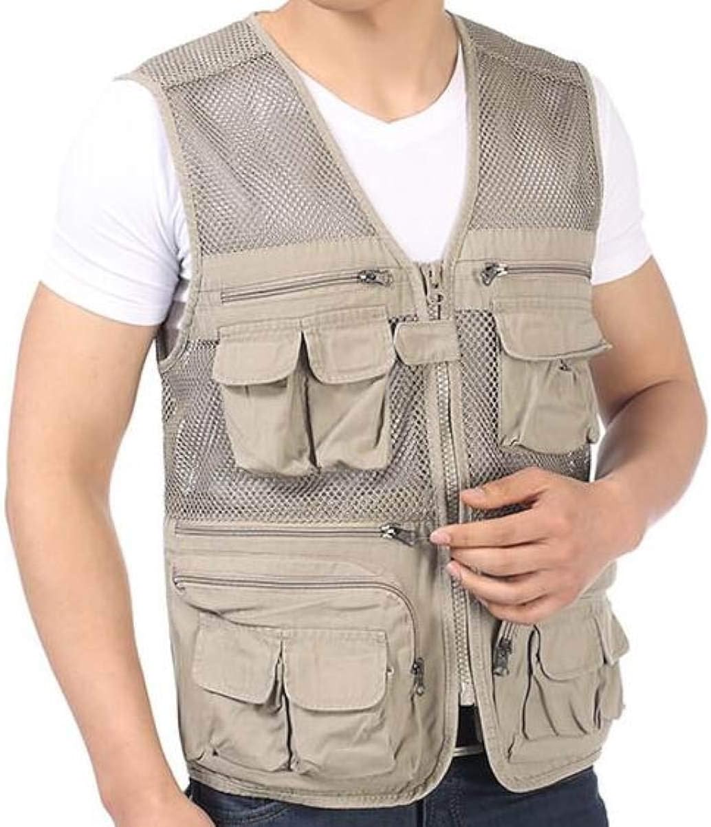 Men's MultiPocket Fishing Vest Breathable Unique Outdoor Vest Mesh