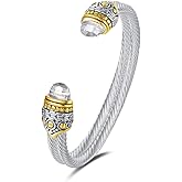 UNY Designer Inspired Jewelry Double Cable Wire Facet CZ Antique Bangle Elegant Beautiful