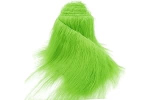 Fur Fabric for Crafts 2" x 60", Faux Fur Fabric Strips Lemon Green, Shaggy Craft Plush for DIY Santa/Gnome Beard, Handmade Ch