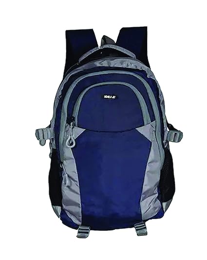 Ideal Polyester 35Liters Grey And Blue Laptop Backpack