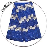 WorthSJLH African Lace Fabric 5 Yards 2019 Weddings Lace Embroidered Peach French Net Lace Guipure Nigerian Lace Fabrics LF811 (Royal Blue)