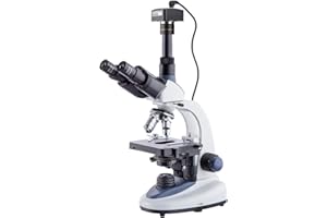 AmScope T380C-5M Digital Professional Compound Trinocular Microscope, 40X-2500X Magnification, WF10x and WF25x Eyepieces, Bri