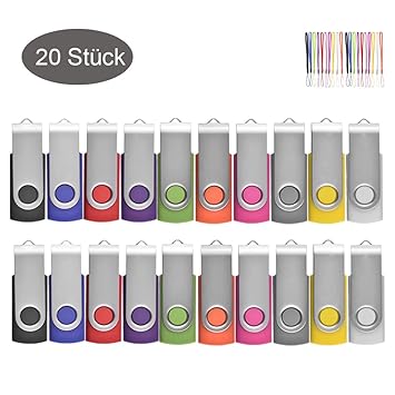 TEWENE 512MB 20 Stück USB-Stick 2.0 Memory Stick (Mehrfarbig)