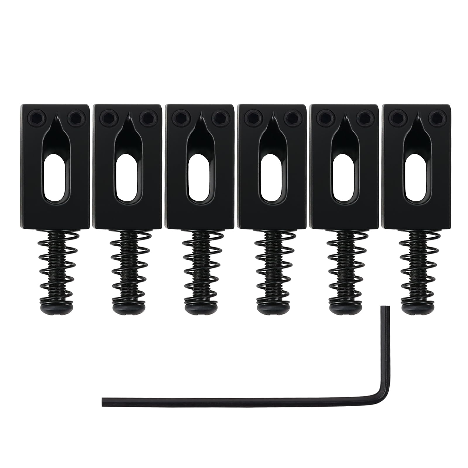 Banworks 10.5mm (13/32") Modern Bridge Saddles Set for Fender Strat ST Tele Electric Guitars 52.5mm (2-1/16") String Spacing Pack of 6 JT/QM-01 Black