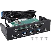 Internal Card Reader 5.25inches High Speed Front USB 3.0 Interface Multifunction Internal Card Reader Dashboard PC Front Panel,Equipped with eSATA and USB 3.1 Port