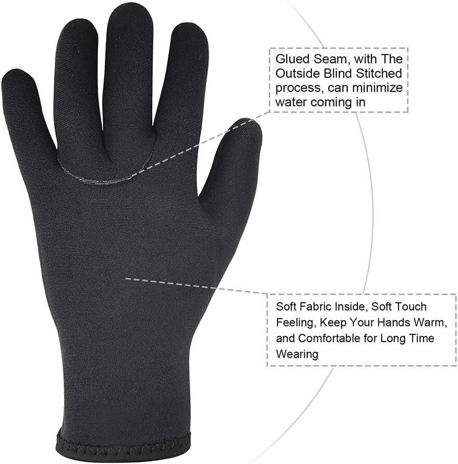 NeopSkin Water Gloves, 3mm & 5mm Neoprene Five Finger Warm Wetsuit Winter Gloves for Diving Snorkeling Paddling Surfing Kayaking Canoeing Spearfishing Skiing : Sports & Outdoors