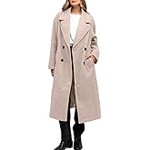 Shiyifa Womens Long Wool Coat Winter Notch Lapel Double Breasted Pea Trench Coat with Pockets