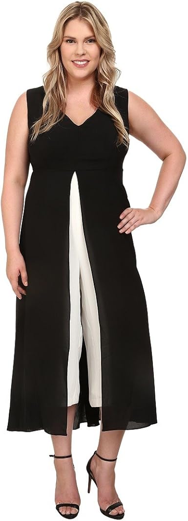 Amazon.com: Adrianna Papell Women's Plus Size Colorblocked Overlay