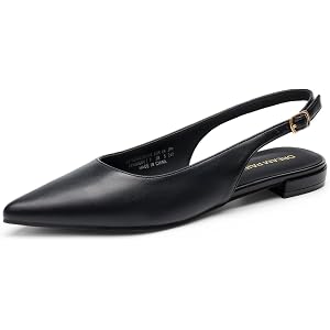 DREAM PAIRS Women's Slingback Dressy Pointed Toe Ballet Flats | Dress Flat Shoes, Buckle Strap, Low Heel
