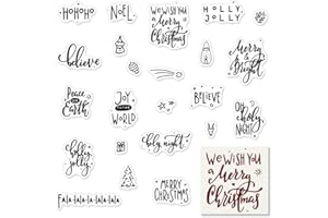 HYING Christmas Greeting Words Clear Stamps for Card Making and Photo Album Decorations, Mini Christmas Tree Silicone Stamps Santa Claus Transparent Rubber Stamp Seal for Christmas DIY Scrapbooking Supplies