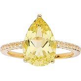 Lab Grown Canary Yellow Sapphire Pear Shaped Chunky Solitaire Ring in 18 kt Yellow Gold Sterling Silver- Tear Drop Yellow Topaz Ring For Women