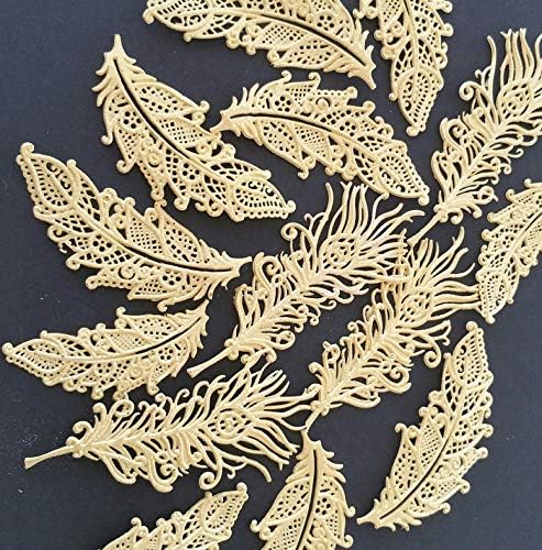 12 PC Handcraft Edible Gold Feather Topper- As a Peacock or American Dream Catcher Topper