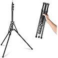NEEWER Light Stand All Metal with 180° Reversible Legs, 70"/178cm Portable Travel Tripod Stand 1/4" Screw & 5/8" Stud for Indoor Outdoor Photography Speedlite Strobe Ring Light Softbox, ST178R, Black