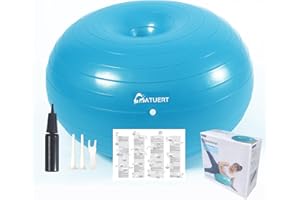 ATUERT Fitness Donut With Hand Pump, Stability and Strength Exercise, Core and Balance Training Inflatable Donut Ball Chair Cushion Seat For Classroom Home and Gym Workout