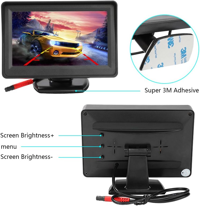 MiCarBa reversing camera and car monitor kit, 4.3-inch LCD monitor Rear ...