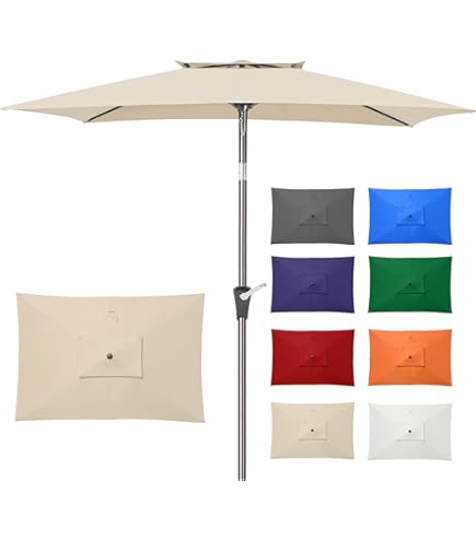 BrylaneHome 61/2 Ft. X 10 Ft. Oversized Rectangular Umbrella