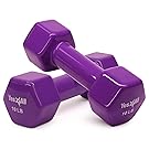 Yes4All Vinyl Coated Dumbbells – PVC Hand Weights for Total Body Workout (Set of 2, Purple, 10 lbs)