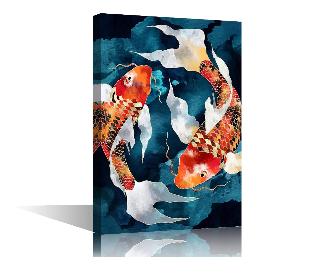 Modern Wall Art Colorful Lucky Goldfish Koi Carp Fish Picture Print on Canvas Artwork for Bedroom Living Room Office Decoration Stretch and Framed Ready to Hang 16x24inch (40x60cm) — image 1