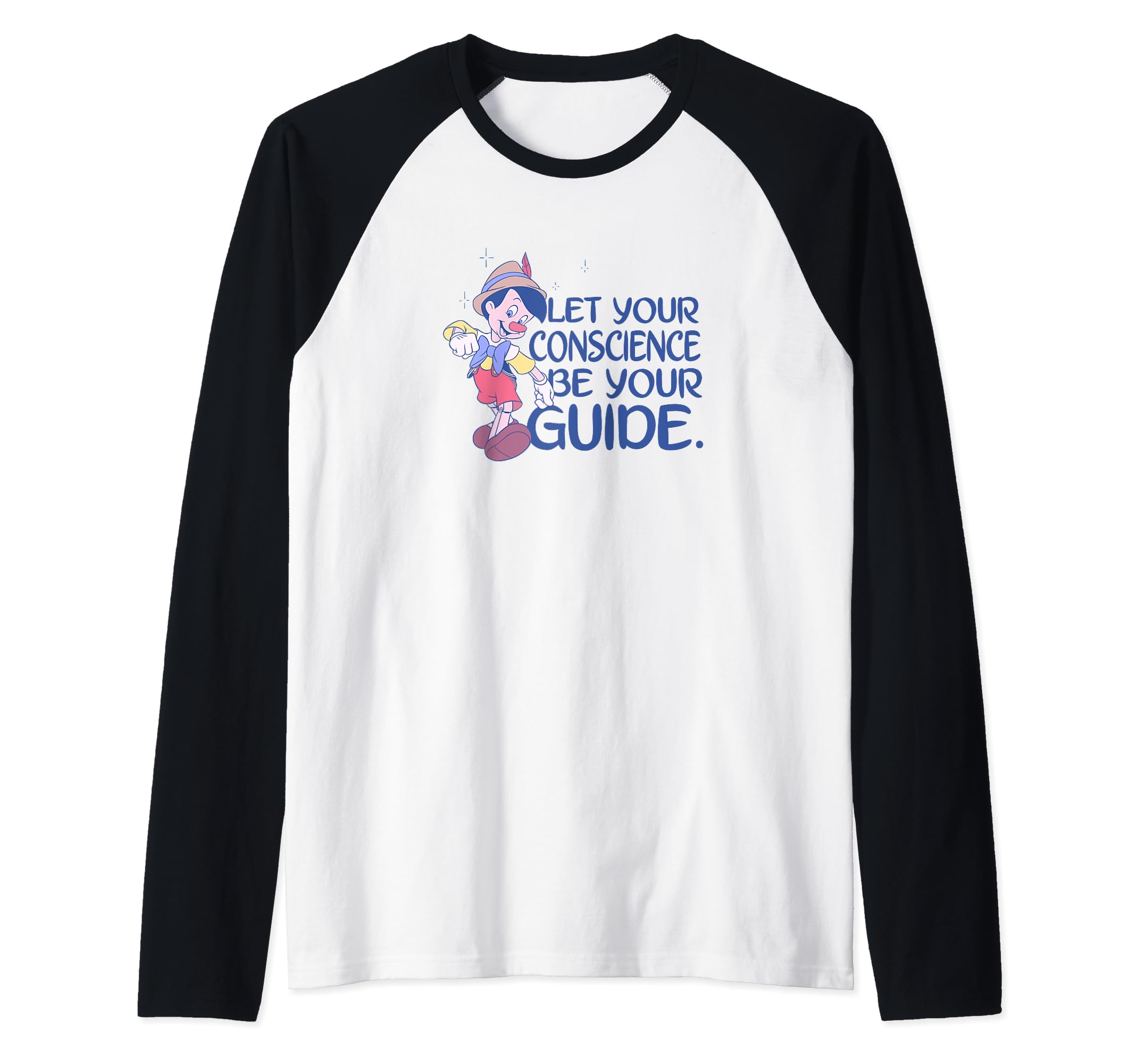 Disney Pinocchio Let Your Conscience Be Your Guide Raglan Baseball Tee