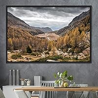 Framed Canvas Wall Art Valley Rivers Group Multicolor Nature Photography Realism Relax/Calm - 16x24 inches