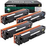 LINKYO Compatible Toner Cartridge Replacement for HP 201X 201A CF400X CF401X CF402X CF403X (Black, Cyan, Magenta, Yellow, 4-Pack)