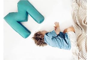 MOMAID Velvet Letter Pillow Soft Initial Throw Cushion Decorative Alphabet Kids Room Nursery Decor Baby Toddler Gift (Green, Letter M)