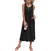 MOLERANI Women's Summer Maxi Dress 2026 Sleeveless Button Down Casual Loose Long Beach Sundress Travel Vacation Outfits