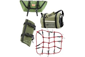 hopsupRC Crawler Car Decoration Simulation Decoration Mini Luggage Net/Simulation Decorative Package,Luggage,Sleeping Bag for 1/18 TRX4M 1/24 SCX24 RC Crawler Accessories,Pitch Green
