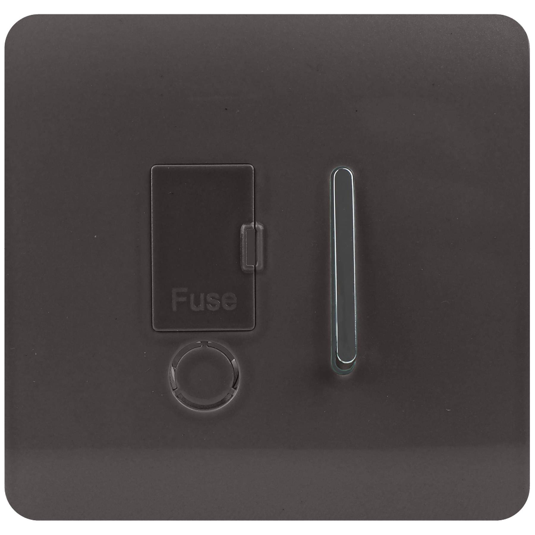 Trendi Switch Screwless Artistic Modern Glossy Tactile 230V Switched 13 A Single Fused Spur Connection Unit w/Flex Outlet Chrome Rocker in Dark Mocha Brown - ART-FSDB