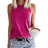 Langwyqu Women's Tank Tops Summer Basic Crewneck Sleeveless Casual Loose Fit Shirts Tees