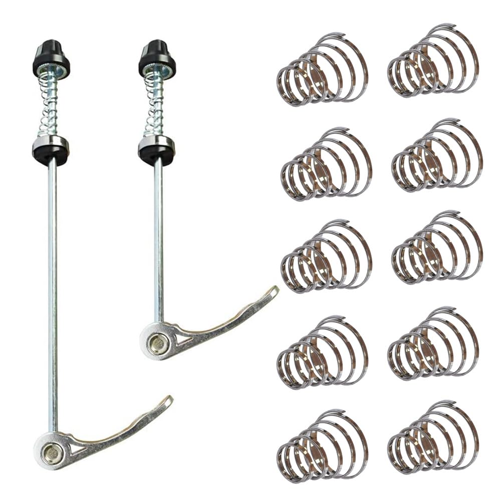 Albedel Bicycle Quick Release Skewers Axle Front Rear Skewers Rod Steel Wheel +10 pcs Spring Replacements for Road Bike Mountain Bike Silver