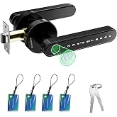 Evanshow Fingerprint Door Lock Biometric Door Knob with Keypad Keyless Entry, Door Locks for Bedrooms, Home Hotel Office Apartment Black