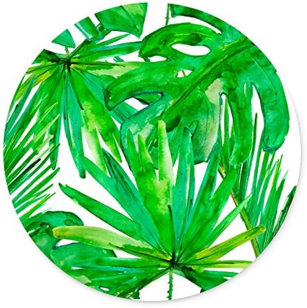 Tropical Leaves Customized Non Slip Rubber Round Mouse pad