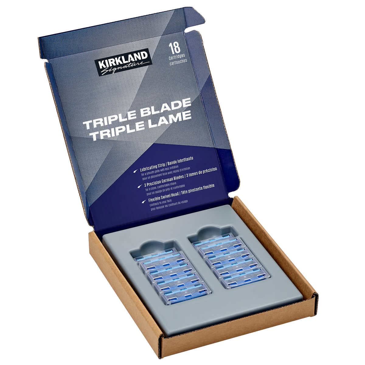 Photo 1 of Kirkland Signature Triple Blade Refill Cartridges, 18-count, 18 Count (Pack of 1), 18.0 Count