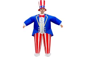 Arokibui Inflatable Independence Day Costume 4th of July American Flag Uncle Sam Costume Festival Suit