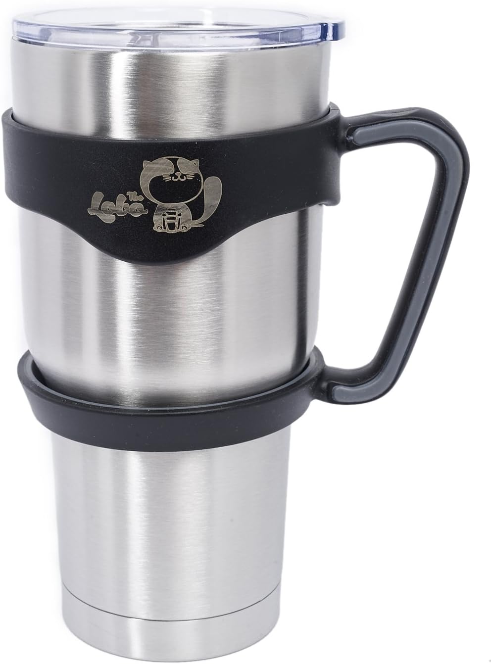 30 OZ Stainless Steel Vacuum Insulated Leak Resistant Finger Sliderable Lid Tumbler Rambler Flash Traveler Mug Cup + Handle Grip Combo Bundle (30 OZ Tumbler With Handle)