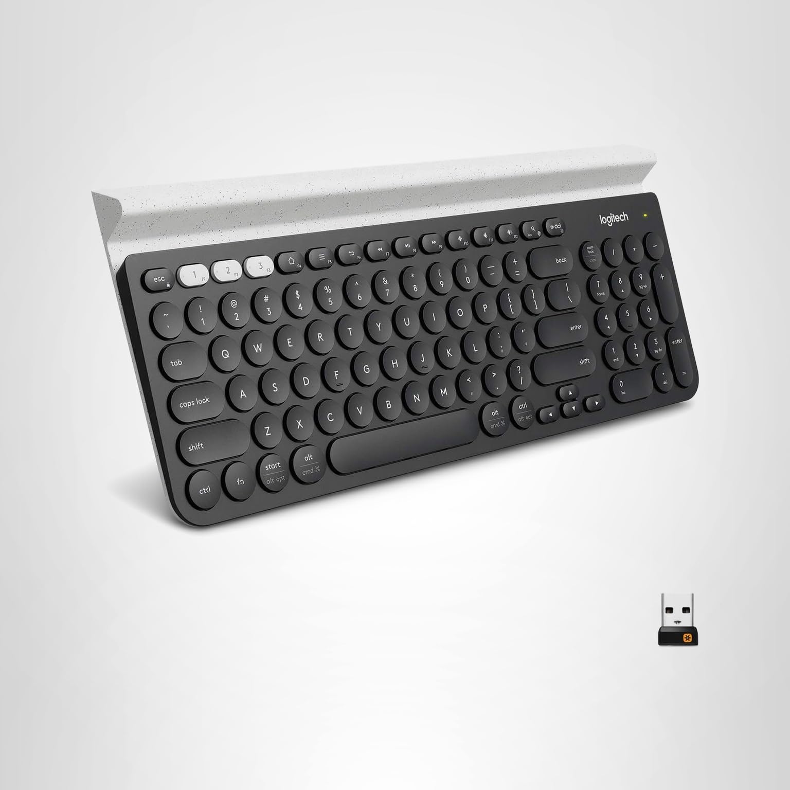 Logitech K780 Multi-Device Wireless Keyboard for Computer, Phone and Tablet – FLOW Cross-Computer Control Compatible - Speckles, White