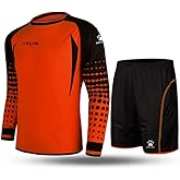 KELME Men Goalkeeper Padded Jersey and Shorts,Youth Soccer Goalie Shirts and Pants,Adult Long Sleeve Keeper Uniform Kit