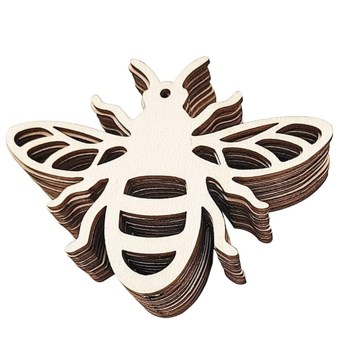 Buy KESYOO 20pcs Bee Wood Ornament Unfinished Blank Wooden Cutout Craft