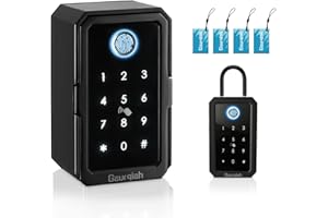 Gaurqiah Smart Key Lock Box, Fingerprint Recognize & TTLock APP Control Ekey Passcode IC Card Unlock Bluetooth Key Lockbox, Wall Mounted & Door Hanging Smart lockbox for Home Airbnb Realtor Office
