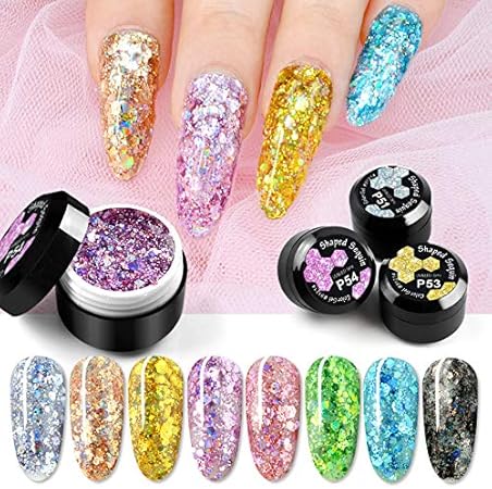 Amazon 人気 ラメ入りカラージェル１２色セットp51 P62 スパンコール入り ポリッシュタイプ ソークオフジェル ｕｖ ｌｅｄ対応 ジェルネイルカラー Shungetsudo ジェルネイル 通販