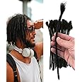 ADIASAI 0.4cm and 0.6cm Width 4-16 Inch 10-100 Strands Options 100% Human Hair Dreadlock Extensions for Men Women Kids Full Handmade Human Loc Extensions with Needle and Comb(0.6cm, 8inch, 10Strands)